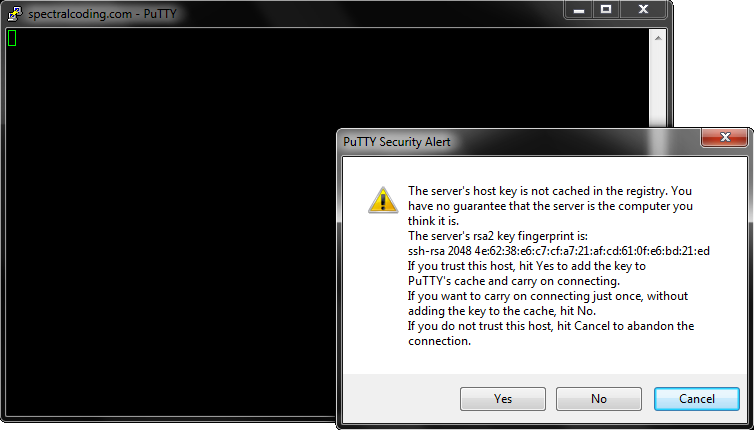 PuTTY Key Confirmation Screen 